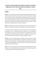 The effect of spinal manipulative therapy on hockey players with lumbo-sacral facet joint dysfunction on the speed of a hockey ball