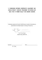 A comparison between chiropractic adjustment and muscle stability exercise programme for chronic low back pain in former ballet and modern dancers