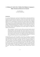 Challenges for South Africa’s medium-sized indigenous languages in higher education and research environments