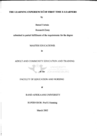 The learning experiences of first time e-learners