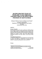 An exploratory study of problems facing emerging contractors in the North West Province of South Africa