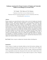 Challenges experienced by women caregivers of orphans and vulnerable Children in KwaDlangezwa, Kwazulu Natal
