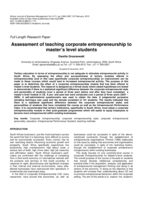 Assessment of teaching corporate entrepreneurship to master’s level students.