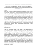 Development of solar powered water purification systems