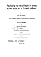 Facilitating the mental health of abused women subjected to domestic violence