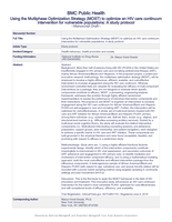 Using the Multiphase Optimization Strategy (MOST) to optimize an HIV care continuum intervention for vulnerable populations : a study protocol