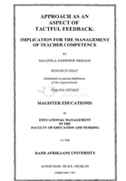 Approach as an aspect of tactful feedback : implication for the management of teacher competence.