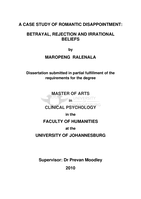 A case study of romantic disappointment : betrayal, rejection and irrational beliefs
