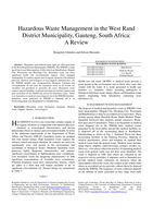 Hazardous waste management in the west rand district municipality, Gauteng, South Africa : a review