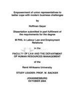 Empowerment of union representatives to better cope with modern business challenges