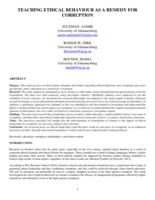 Teaching ethical behaviour as a remedy for corruption
