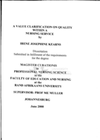 A value clarification on quality within a nursing service