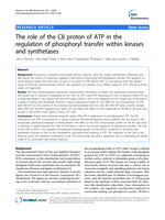 The role of the C8 proton of ATP in the regulation of phosphoryl transfer within kinases and synthetases.