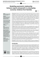 Modelling asymmetric relationship between exports and growth in a developing economy : evidence from Namibia