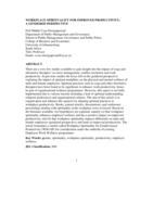 Workplace spirituality for improved productivity : a gendered perspective