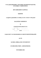 'n Waardasiemodel vir banke gegrond op sleutel finansiële verhoudings