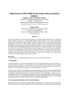 Effectiveness of ISO 14001 in the South African chemical industry