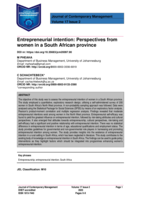 Entrepreneurial intention : perspectives from women in a South African province