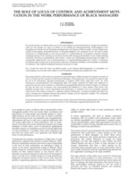 The role of locus of control and achievement motivation in the work performance of black managers.