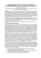 A reverse order life cycle approach to enhance systems engineering education at undergraduate level