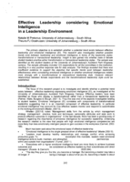 Effective leadership considering emotional intelligence in a leadership environment.