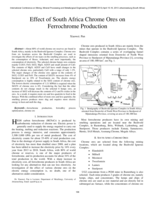 Effect of South Africa chrome ores on ferrochrome production