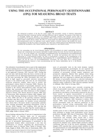 Using the occupational personality questionnaire (OPQ) for measuring broad traits.