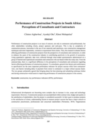 Performance of construction projects in South Africa: perceptions of consultants and contractors