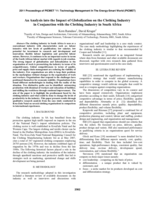 An analysis into the impact of globalization on the clothing industry in conjunction with the clothing industry in South Africa