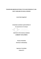 Towards implementing sections of the Older Persons Act, 2006 – draft guidelines for social workers