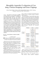 Mesophilic anaerobic co-digestion of cow dung, chicken droppings and grass clippings