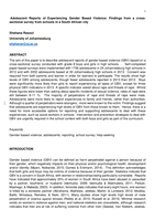Adolescent reports of experiencing gender based violence : findings from a cross-sectional survey from schools in a South African city