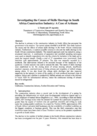 Investigating the causes of skills shortage in South Africa construction industry : a case of artisans