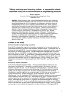 Taking teaching and learning online : a sequential mixed-methods study of an online chemical engineering module