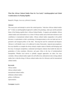 What has African cultural studies done for you lately? Autobiographical and global Considerations of a floating signifier