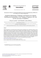 Equipment maintenance challenges and solutions for capacity building and sustainability in the training of engineers : the case for the University of Zimbabwe