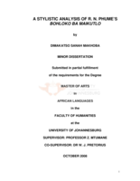 A stylistic analysis of R.N. Phume's Bohloko ba Maikutlo
