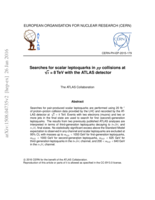 Searches for scalar leptoquarks in pp collisions at √s = 8 TeV with the ATLAS detector