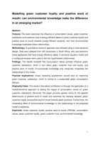 Modelling green customer loyalty and positive word of mouth : can environmental knowledge make the difference in an emerging market?