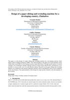 Design of a paper slitting and rewinding machine for a developing country, Zimbabwe