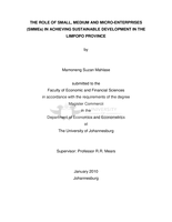 The role of small, medium and micro-medium enterprises (SMMEs) in achieving sustainable development in the Limpopo Province