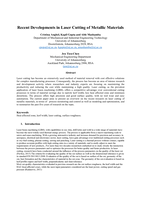 Recent developments in laser cutting of metallic materials