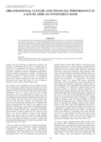 Organisational culture and financial performance in a South African investment bank.