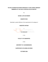 The relationship between personality and coping amongst members of the South African Police Service