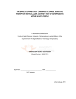 The effects of pre-event chiropractic spinal adjustive therapy on vertical jump and the t-test of asymptomatic active sports people
