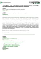 What happens when organisations embrace social networking? Knowledge sharing at a multinational business solutions corporation