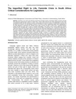 The imperilled right to life, femicide crisis in South Africa : critical considerations for legislators