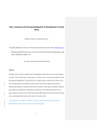 Class, resistance, and the psychologization of development in South Africa