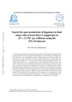 Search for pair production of higgsinos in final  states with at least three √s = 13 TeV p p collis b-t  agged jets in ons using the  i  ATLAS detector