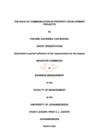 The role of communication in property development projects.